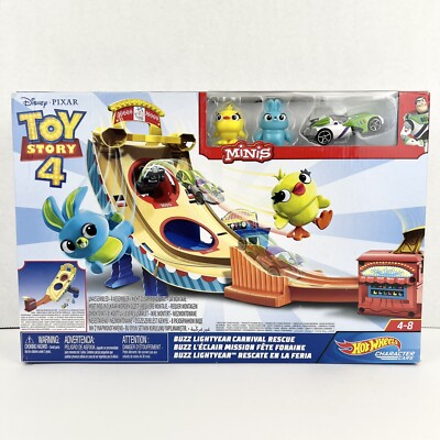 Toy Story 4 Hot Wheels Buzz Lightyear Carnival Rescue Play Set New