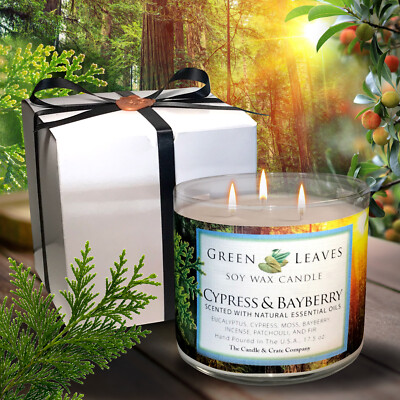 Cypress And Bayberry Soy Wax Candle, Winter Candles, Christmas Candles, Cypress