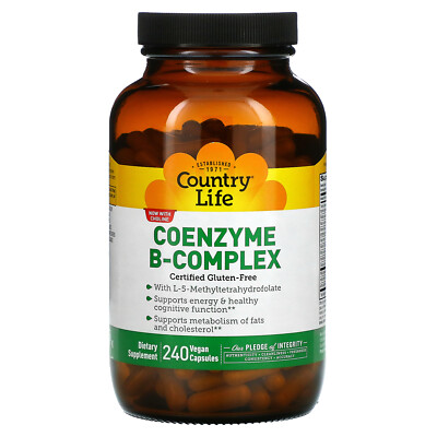 Country Life Coenzyme B-Complex Caps 240 веганских капсул без глютена, качество GMP