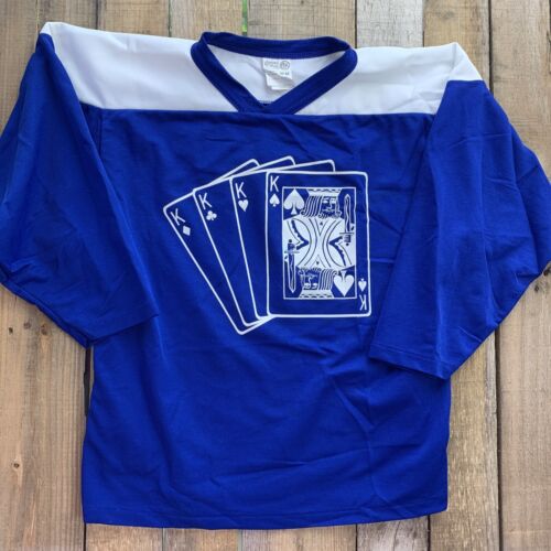 King's Playing Card Logo Hockey Jersey Youth Size M Blue White