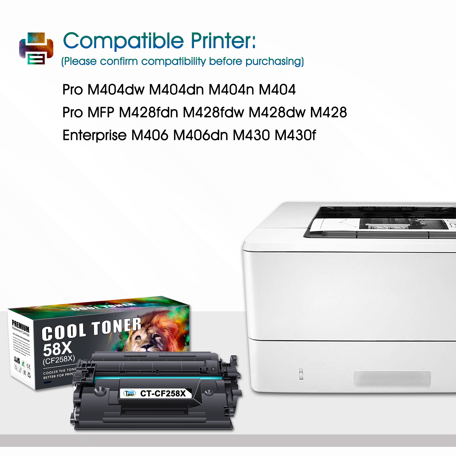 [NO CHIP] CF258A CF258X 58A 58X Toner Compatible With HP Laserjet Pro M404n lot