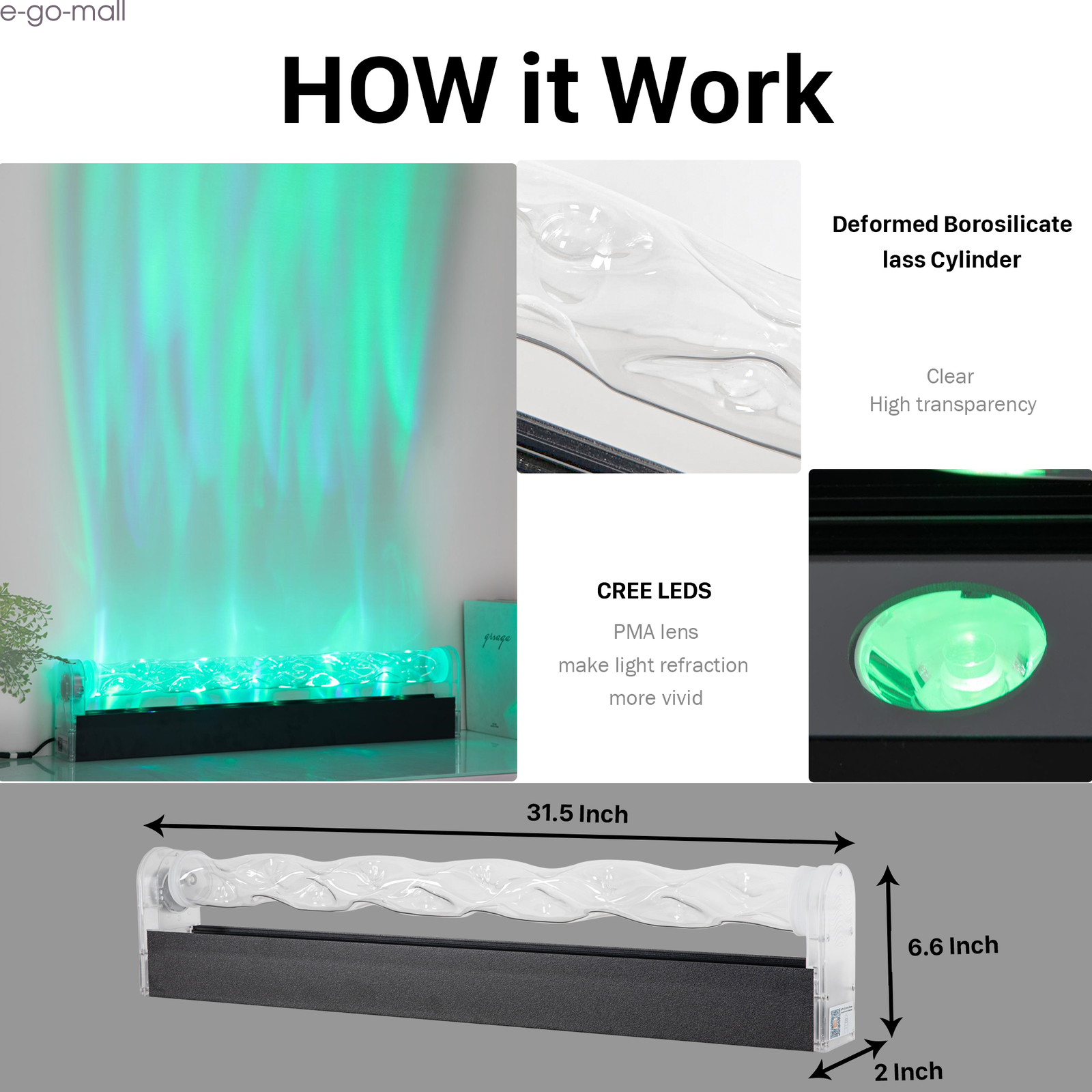 33/39in RGBW Ocean Wave Light Colorful Water Ripple Light Projector Music Sync