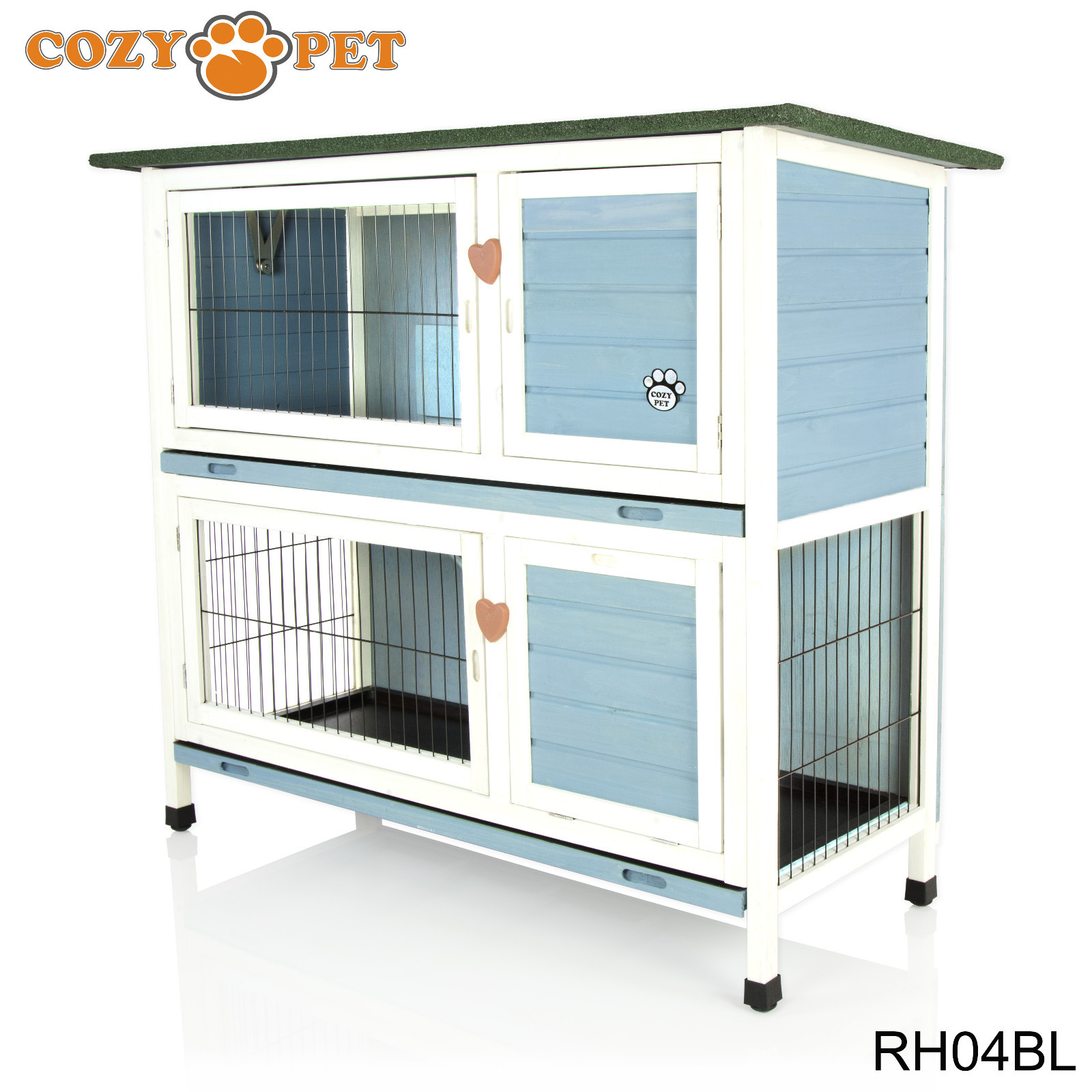 Rabbit Hutch by Cozy Pet 4 ft Blue 2 Levels Guinea Pig Hutches Run