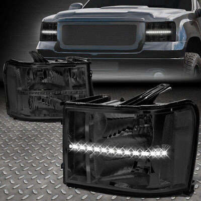 [LED DRL] ДЛЯ 07-14 GMC SIERRA 1500 2500 3500 ДЫМЧАТЫХ/ПРОЗРАЧНЫХ ФАР ГОЛОВНОГО СВЕТА