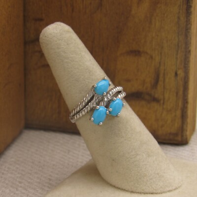 Sterling Silver Three Turquoise Ring Size 7