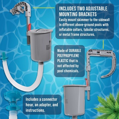 U.S. Pool Supply Premium Above Ground Pool Surface Skimmer, Wall Mount, Cleaner