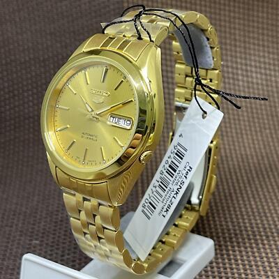 Pre-owned Seiko 5 Snkl28k1 Automatic Gold Tone Stainless Steel Analog Men's Casual Watch