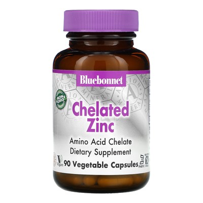 Bluebonnet Nutrition Chelate Zinc 90 растительных капсул без яиц, без рыбы,