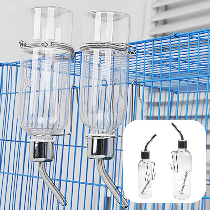 Stainless Pet Water Dispenser Hanging Type Hamster Dragon  Water Bottle Light US