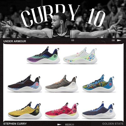 

Under Armour Curry Flow 10 UA Stephen Мужские баскетбольные кроссовки Кроссовки Pick 1, Curry 10 Dub Nation