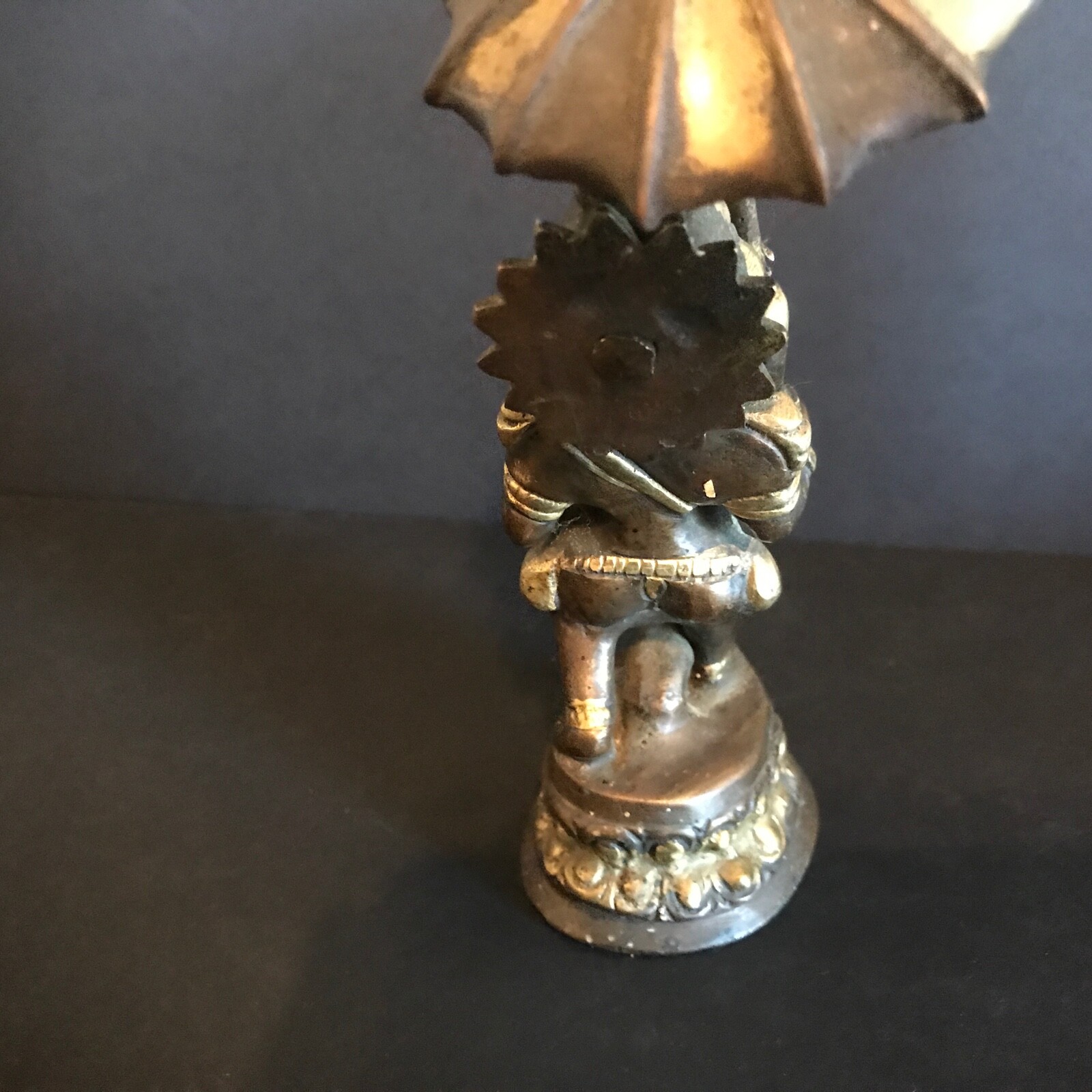 Bronze Ganesha with umbrella Heavy Vintage Piece 7
