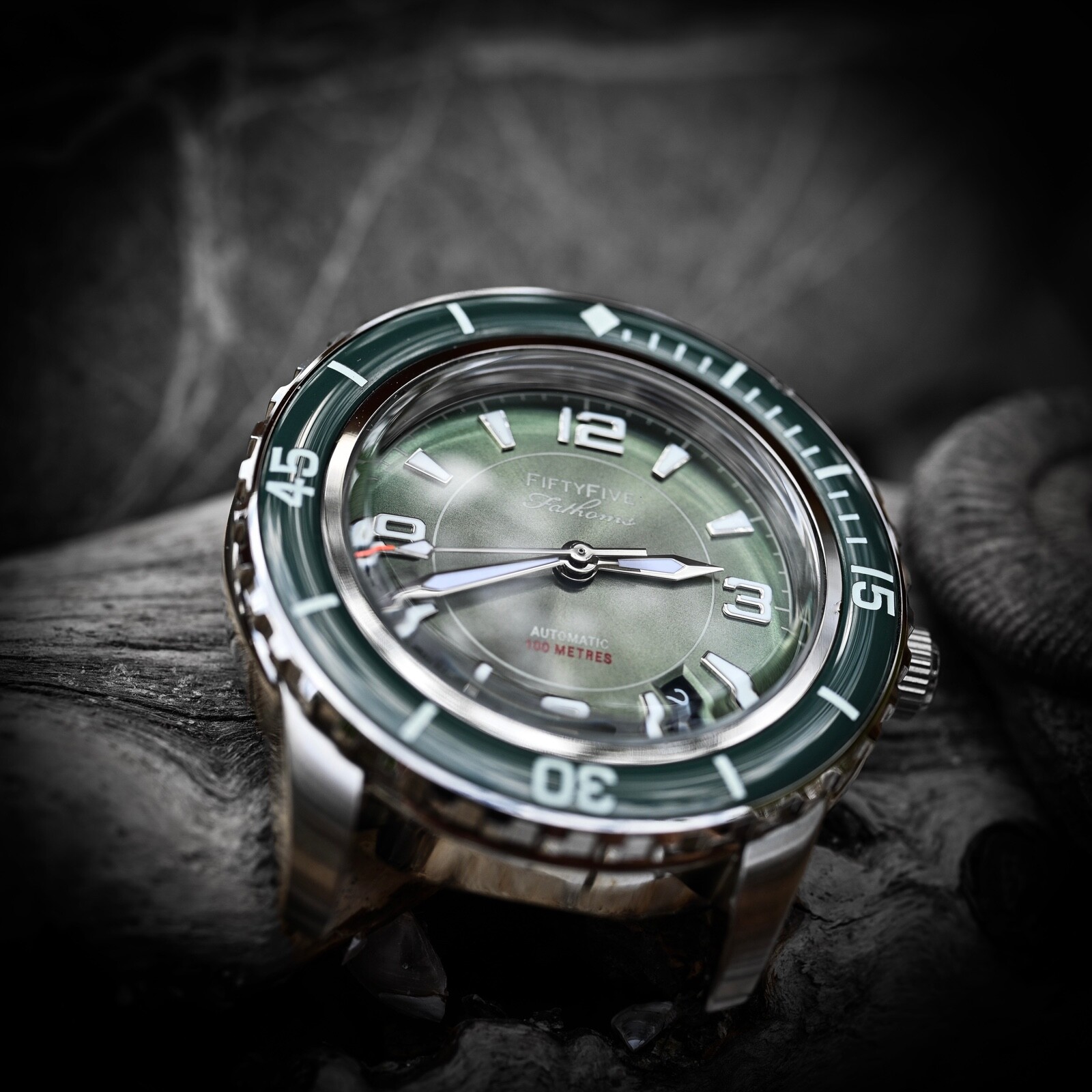 Pre-owned Müller&son Watch "modern Green Supermod" Made From Seiko Snzh Fifty Five Fathoms