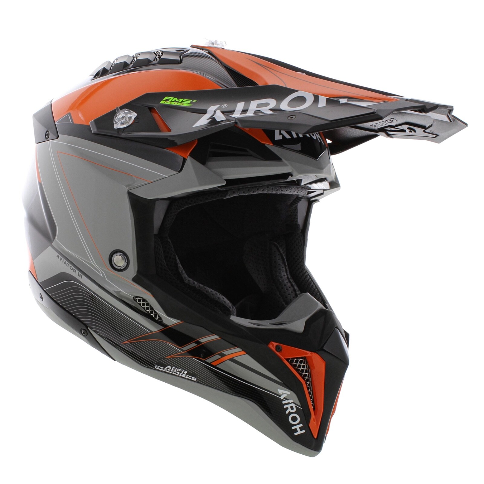 Airoh Aviator 3 AMS² plus Saber Gloss Grey Black Orange