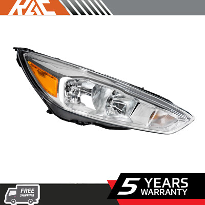 1pc Headlight Headlamp For 2015-2018 Ford Focus Halogen Chrome Driver Left Side