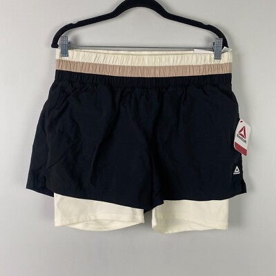 Reebok Milestone High Waisted Running Shorts Size Large Black