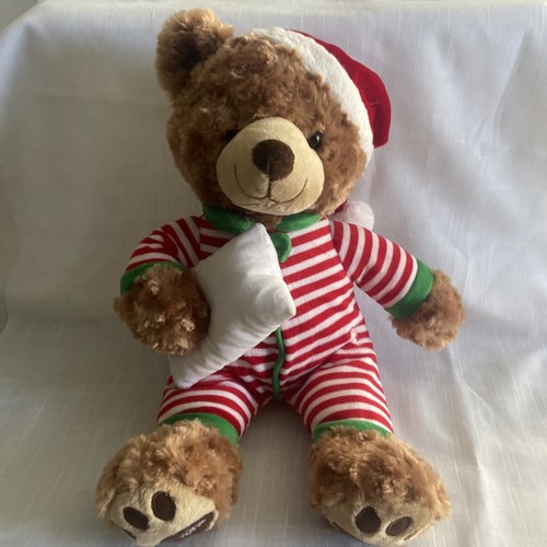 Belkie Bear 18 inch Plush Teddy Bear 2015 Red White Pajama Santa Hat Christmas