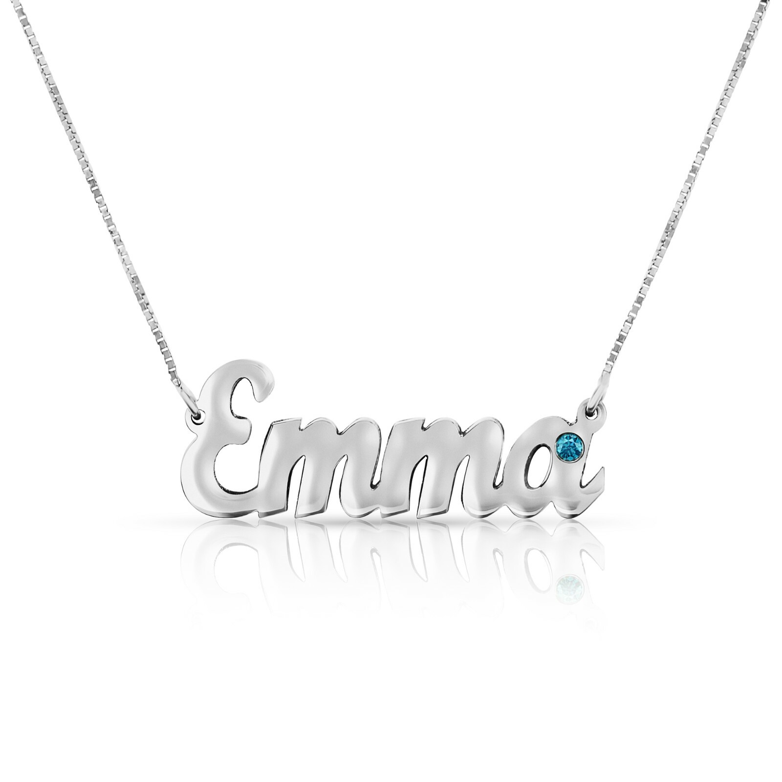 Pre-owned Kgm Diamonds Blue Diamond Name Necklace White Gold Personalize 0.03ct Carrie Christmas Gift