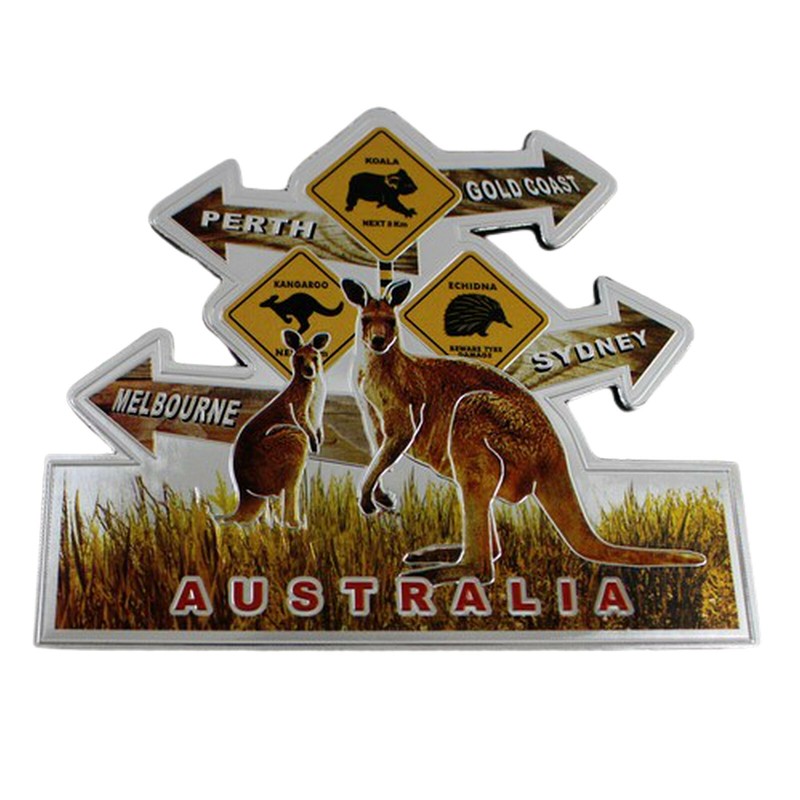 Australia Souvenir Fridge Magnet Road Sign Rubber Foil Kangaroo Koala