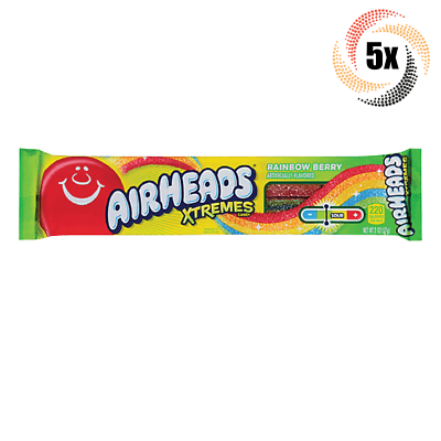 5x Packs Airheads Xtremes Rainbow Berry Sweet Sour Candy Ropes