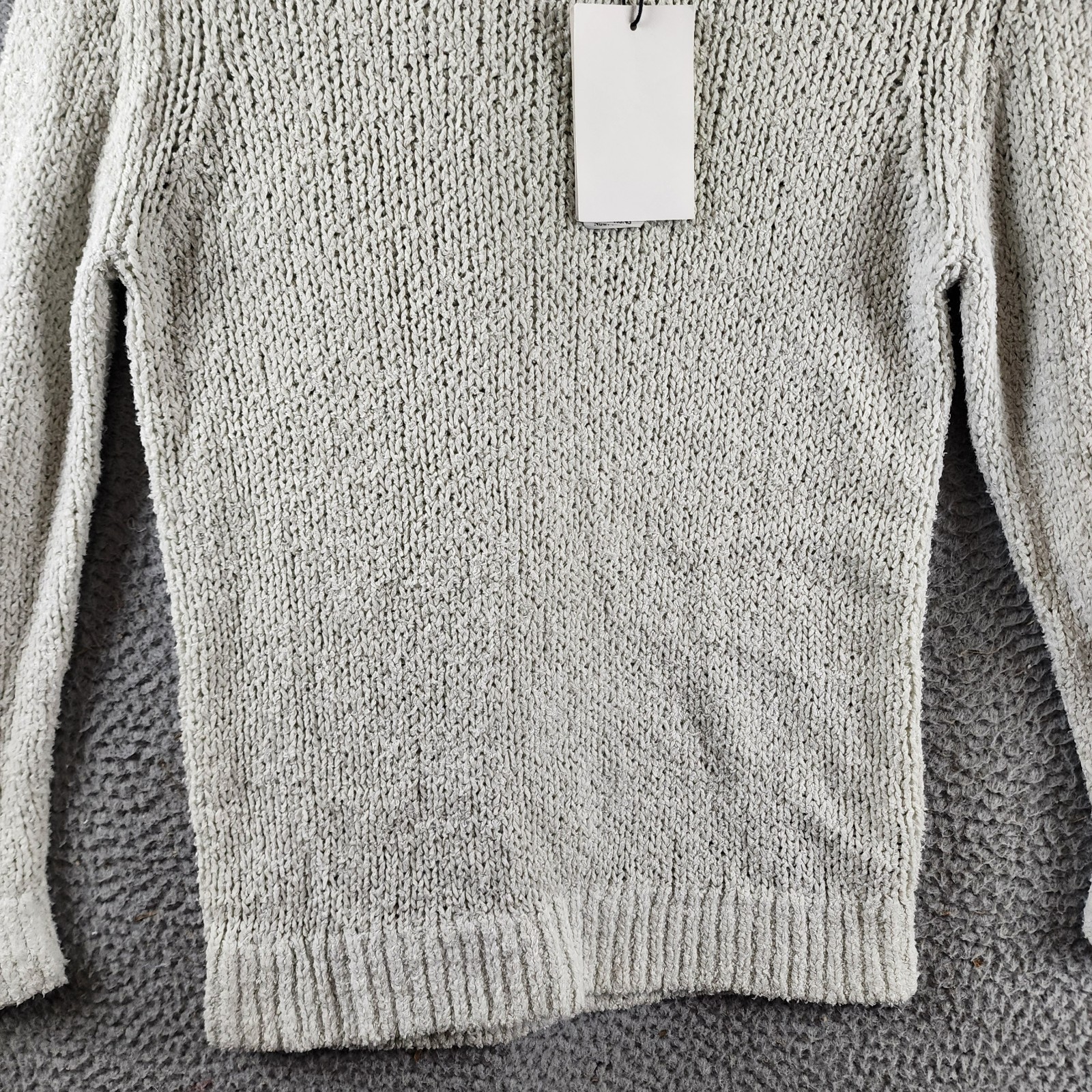 Theory Shrunken Crewneck Sweater Women's P Reed Ribbed Hem Linen Blend Pullover - Picture 3 of 14