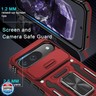 DEERLAMN Case for Google Pixel 9/9 Pro with Slide Camera Cover+Screen Protector(1 Pack), Rotated Ring Kickstand Military Grade Shockproof Protective Cover-Red