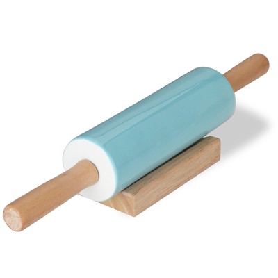 Ceramic Rolling Pin16 inch with Wooden Handle and Stand Rolling Pin for Bakin...
