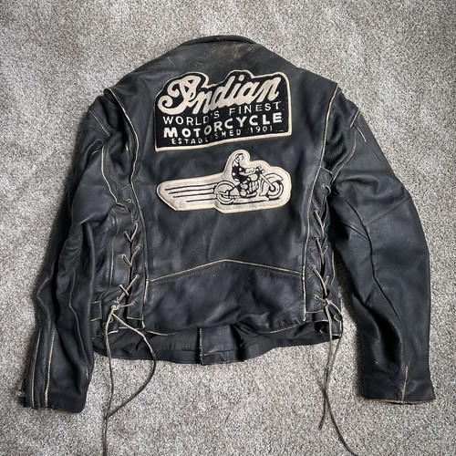 Vintage Indian Motorcycle Leather Patches Side Lace Biker