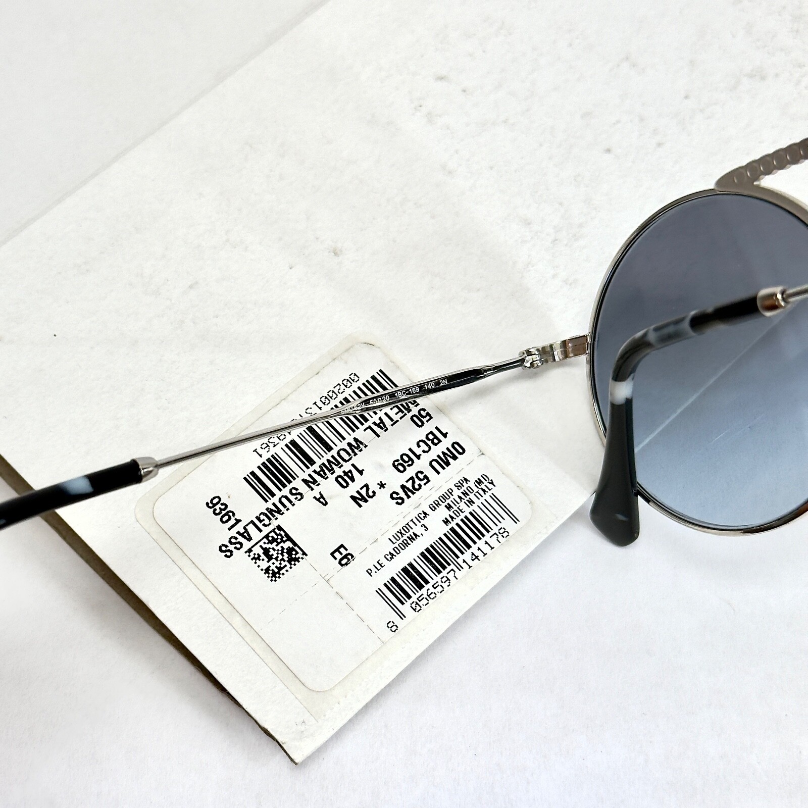 Pre-owned Miu Miu Societe Mu52vs Crystal Bar Silver Blue Round Metal Runway Sunglasses 52v