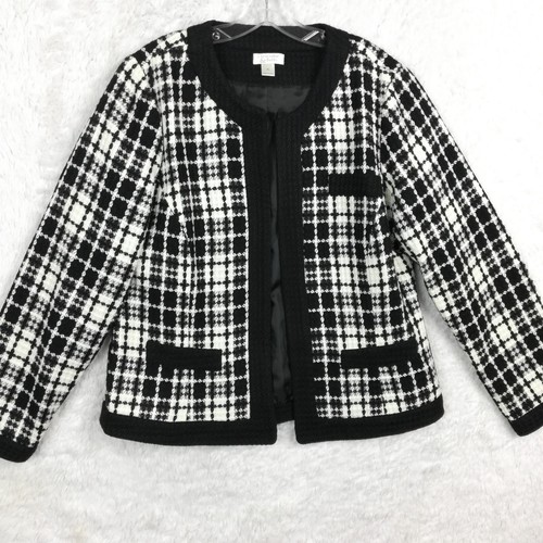 sheller シェリエ check tweed cardigan ブラック check tweed