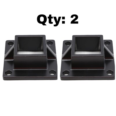 Floor Flange 2''x2'' Square Aluminum Fence Posts Heavy Duty Deck Mount Black Qty:2