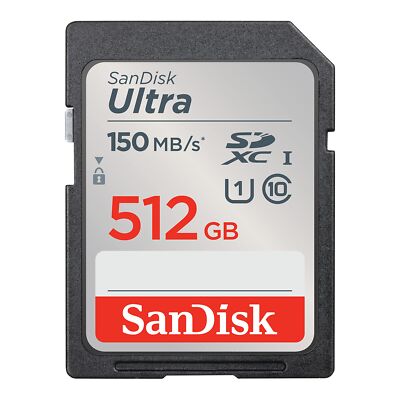 SanDisk 512GB Ultra SDXC UHS-I Memory Card - Up to 150MB/s, C10, U1, Full HD