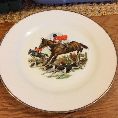 4 vintage Hunt, Hunting scene dinner plates Hutschenreuther Tirschenreuth