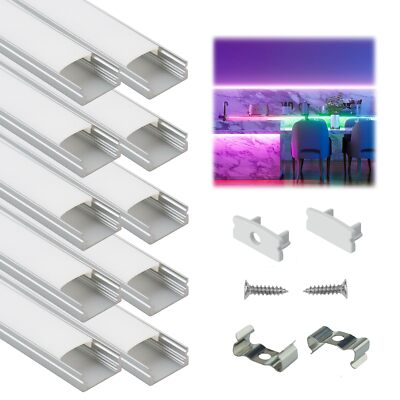 Muzata 10PACK 1M/3.3FT LED Channel System with Milky White Cover Lens, Silver
