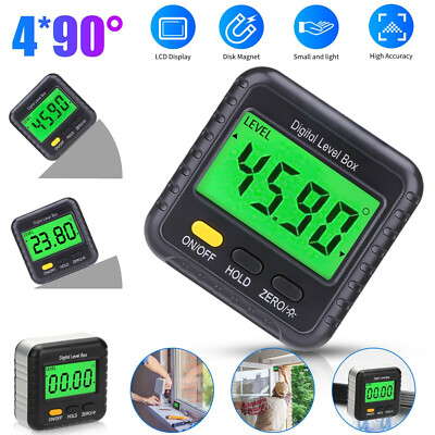 4*90° LCD Magnetic Digital Inclinometer Protractor Level Box Gauge Angle Finder