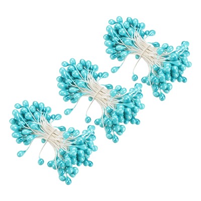 180 Pcs 5mm Double Heads Flower Stamen Artificial Flower Pistil Blue