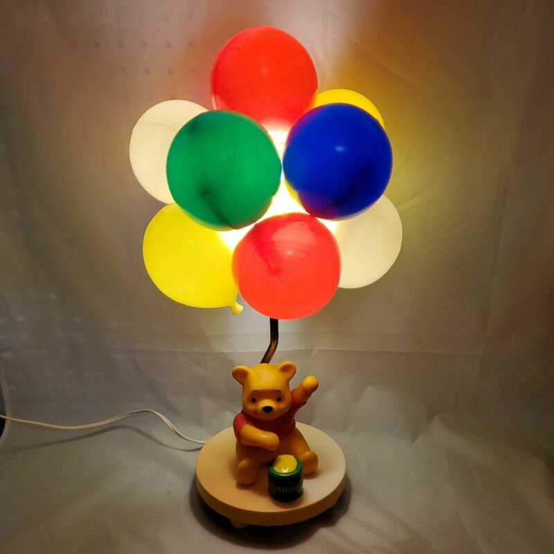 WINNIE THE POOH Vintage 1980 Honey Pot Bear Holding Balloons. Lamp/Night Light