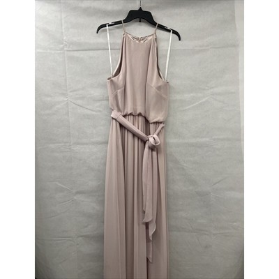 Anthropologie BHLDN Alana Maxi Dress Donna Morgan Chiffon Pale Pink Sz 10 $230
