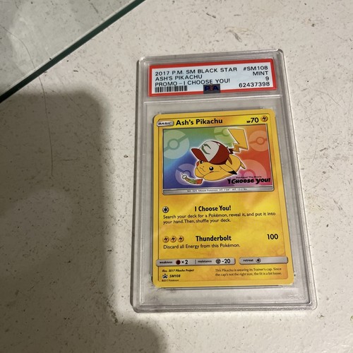PSA 9 Mint Ash's Pikachu promo SM108 Pokemon Card I Choose
