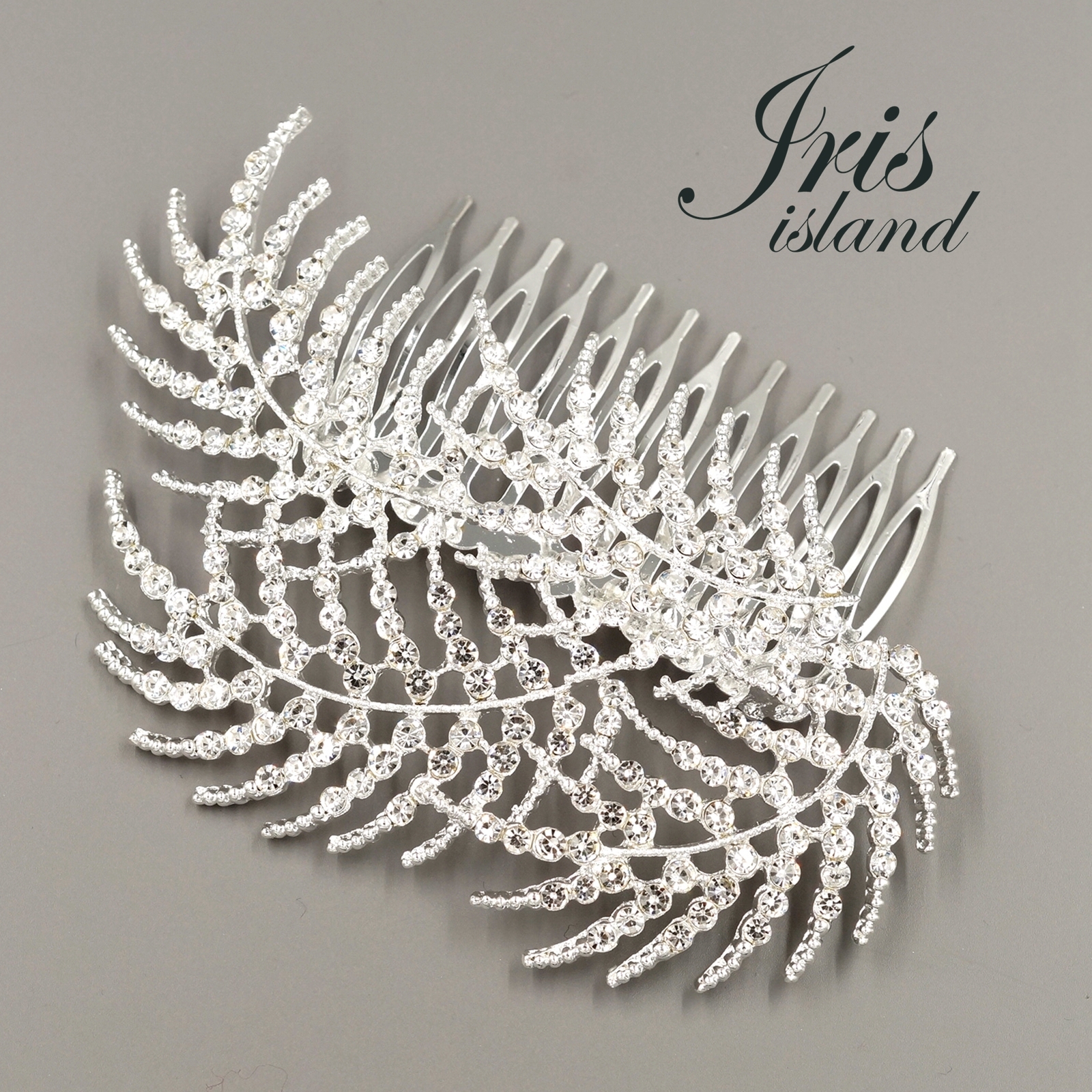 Bridal Hair Comb Silver Clear Crystal Headpiece Wedding Hair Accessories leaf 8