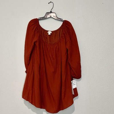 NWT Fall Rust Autumn Flowy Dress Off The Shoulder Treasure And Bond Size Medium
