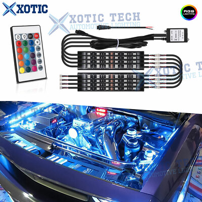 8pcs LED Engine Bay Light Strip RGB Multi Function For Dodge Charger Challenger