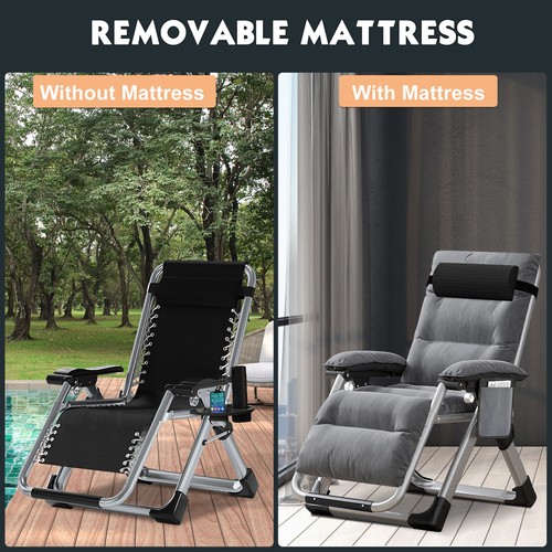 SLSY Zero Gravity Chair Folding Lounge Reclining Deck Chaise & Headrest Mattress