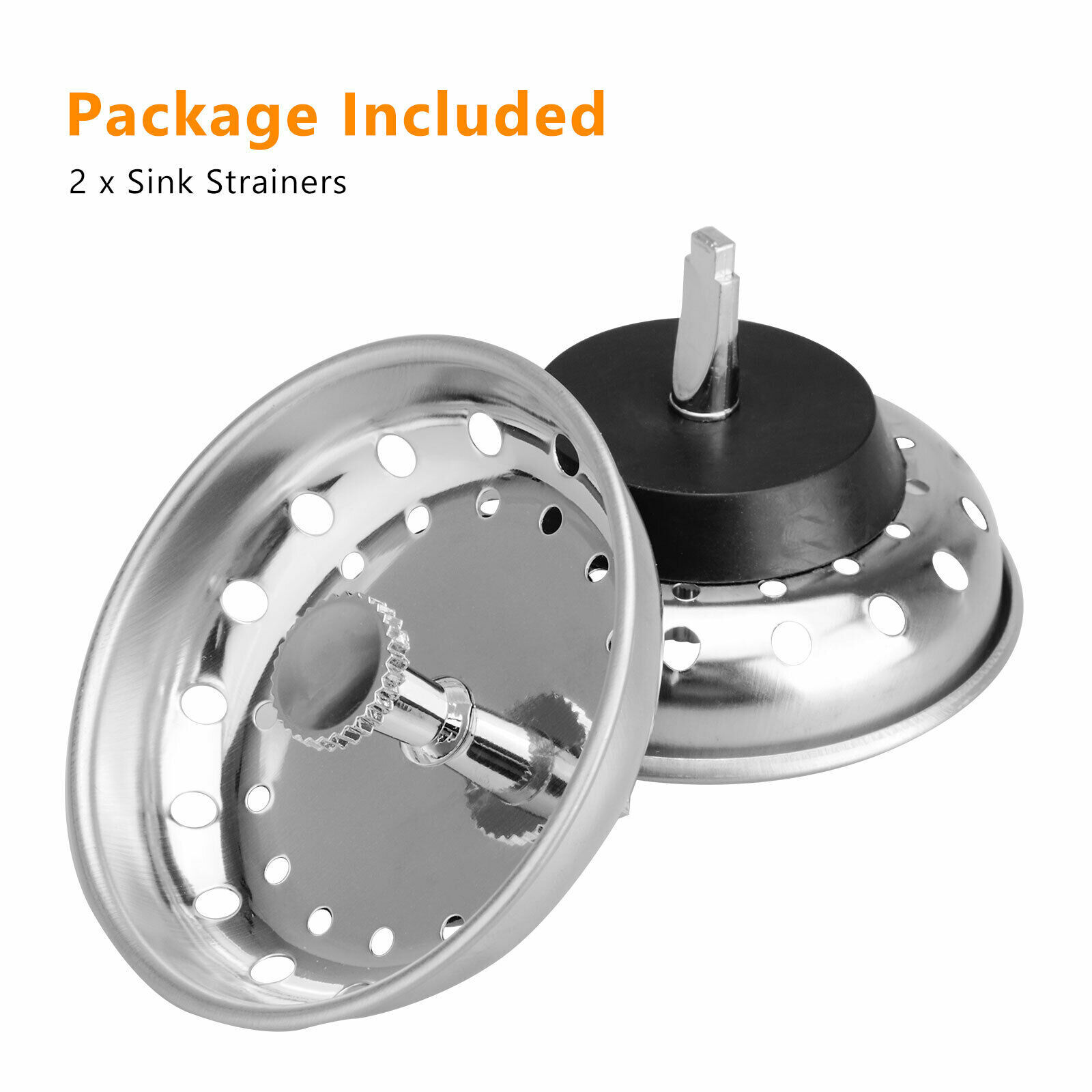Kitchen Sink Strainer Stainless Steel Basket Grip 79mm For Drains 2pcs Silver Tone