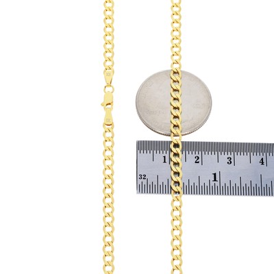 10K Yellow Gold 3.5mm Italian Curb Cuban Chain Link Bracelet or Anklet 7" 8" 9"
