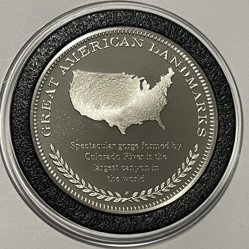 Grand Canyon Colorado River Arizona Rare Sterling Silver Proof Coin Round Medal