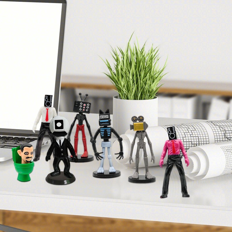 8/9/12PCS/Set Skibidi Toilet Action Figure Toys Mini PVC Model Doll Cake Decor