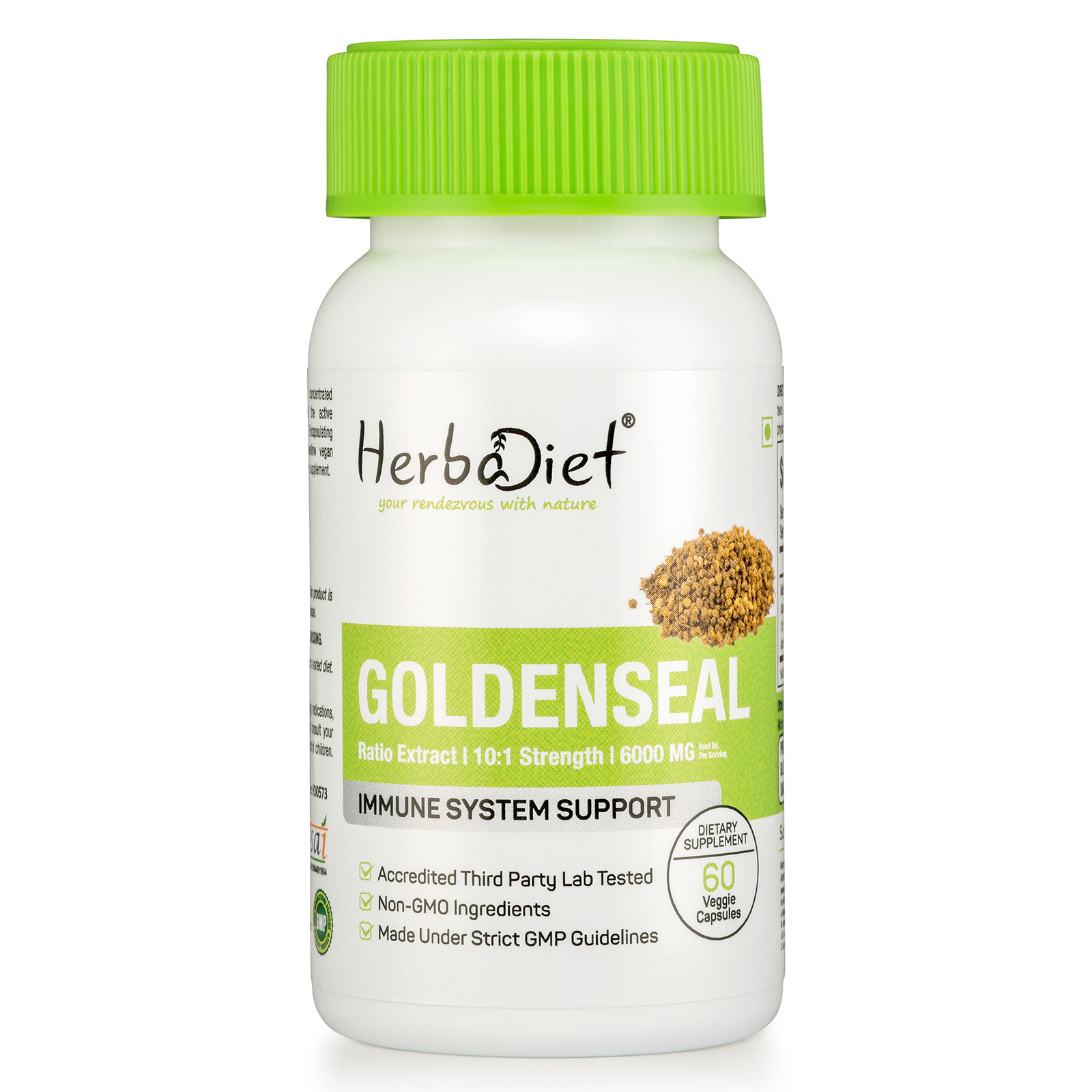 Goldenseal Root Extract Capsules Berberine Hydrastine Alkaloids Immune Support