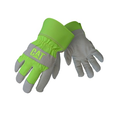 Caterpillar Men Hi Vis Leather Palm Glove Yellow One Size Accessories