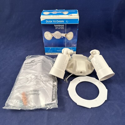 Cooper Lighting PWT250PCW White Twin Flood Light With Sensor