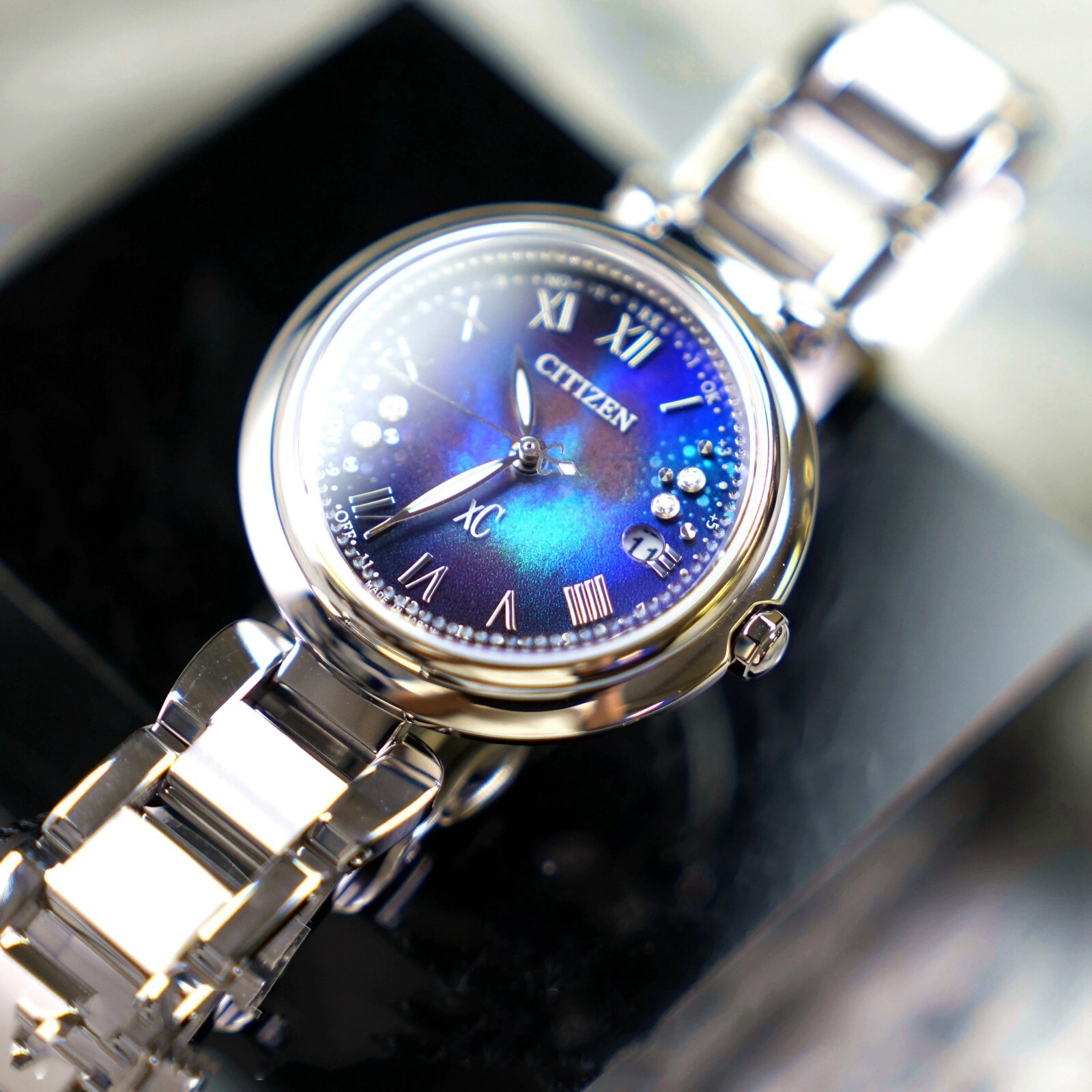 Pre-owned Citizen Ø29mm Xc Super Titanium Diamond Date Eco-drive Radio Es9460-61l Limited